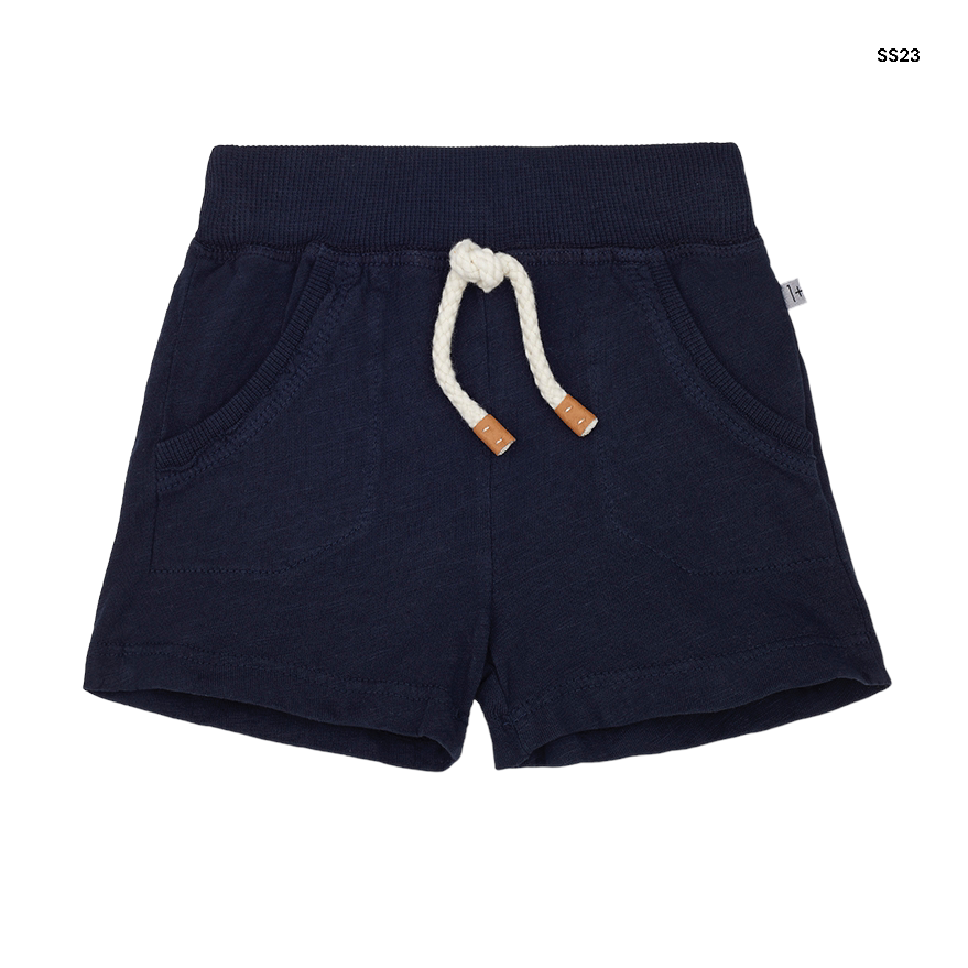 Short blu in felpa per neonati