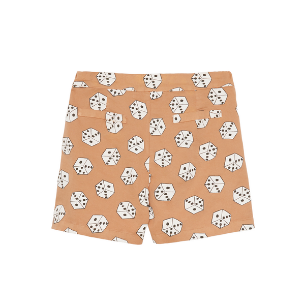 Short camel con stampa dadi all over per neonati e bambini