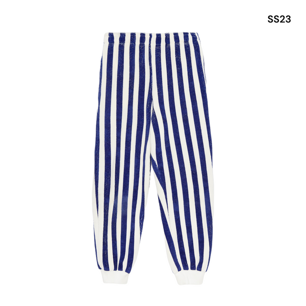 Pantalone in spugna a righe bianco/blu per neonati e bambini