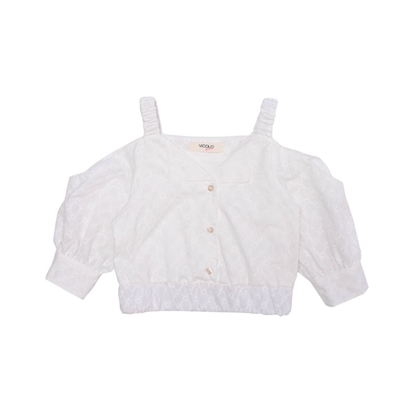 Camicia bianca con ricami per bambina