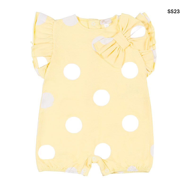 Pagliaccetto pois giallo per neonata