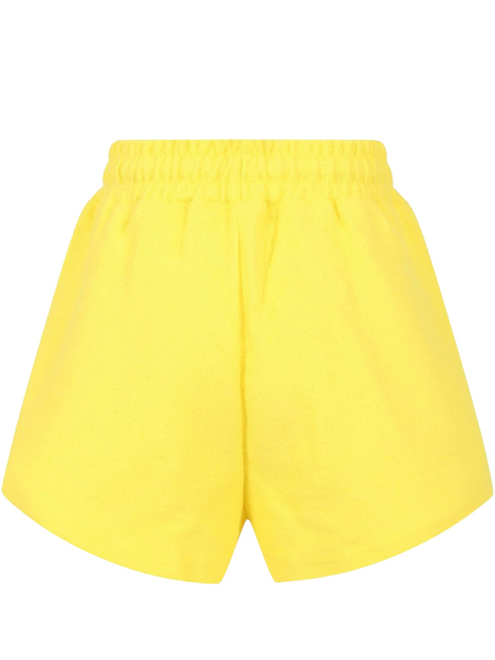 Short in felpa giallo con logo per bambina