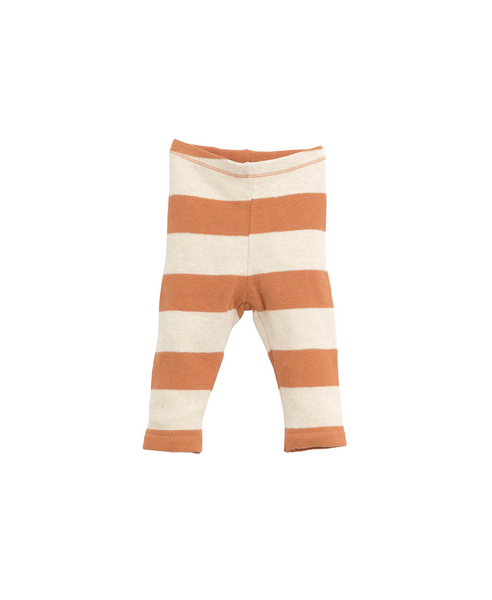Leggings a righe larghe arancio-panna per neonata