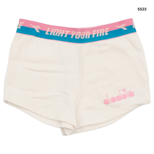 Short bianco con logo per bambina