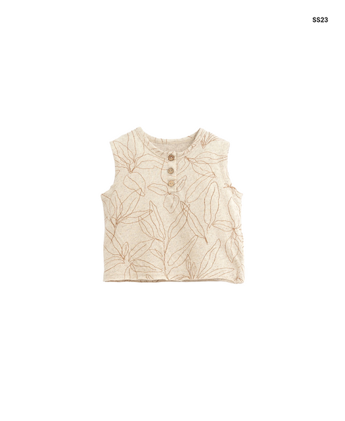 T-shirt beige con stampa foglie all over per neonati