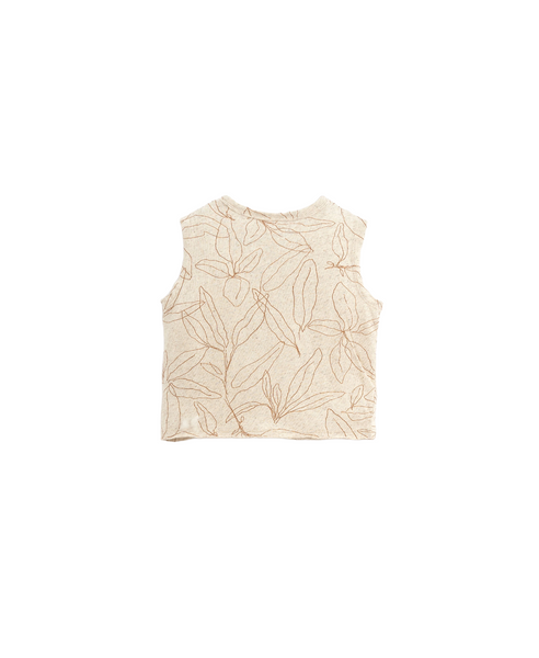 T-shirt beige con stampa foglie all over per neonati