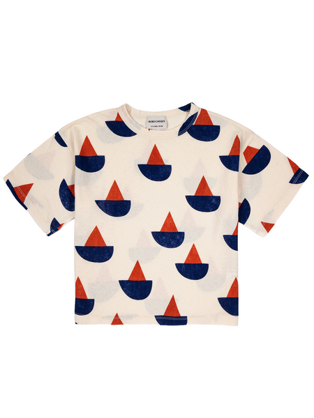 T-shirt con stampa barca a vela all over per neonati e bambini