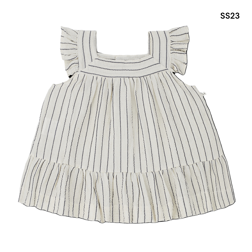 Abito a righe blu per neonata e bambina