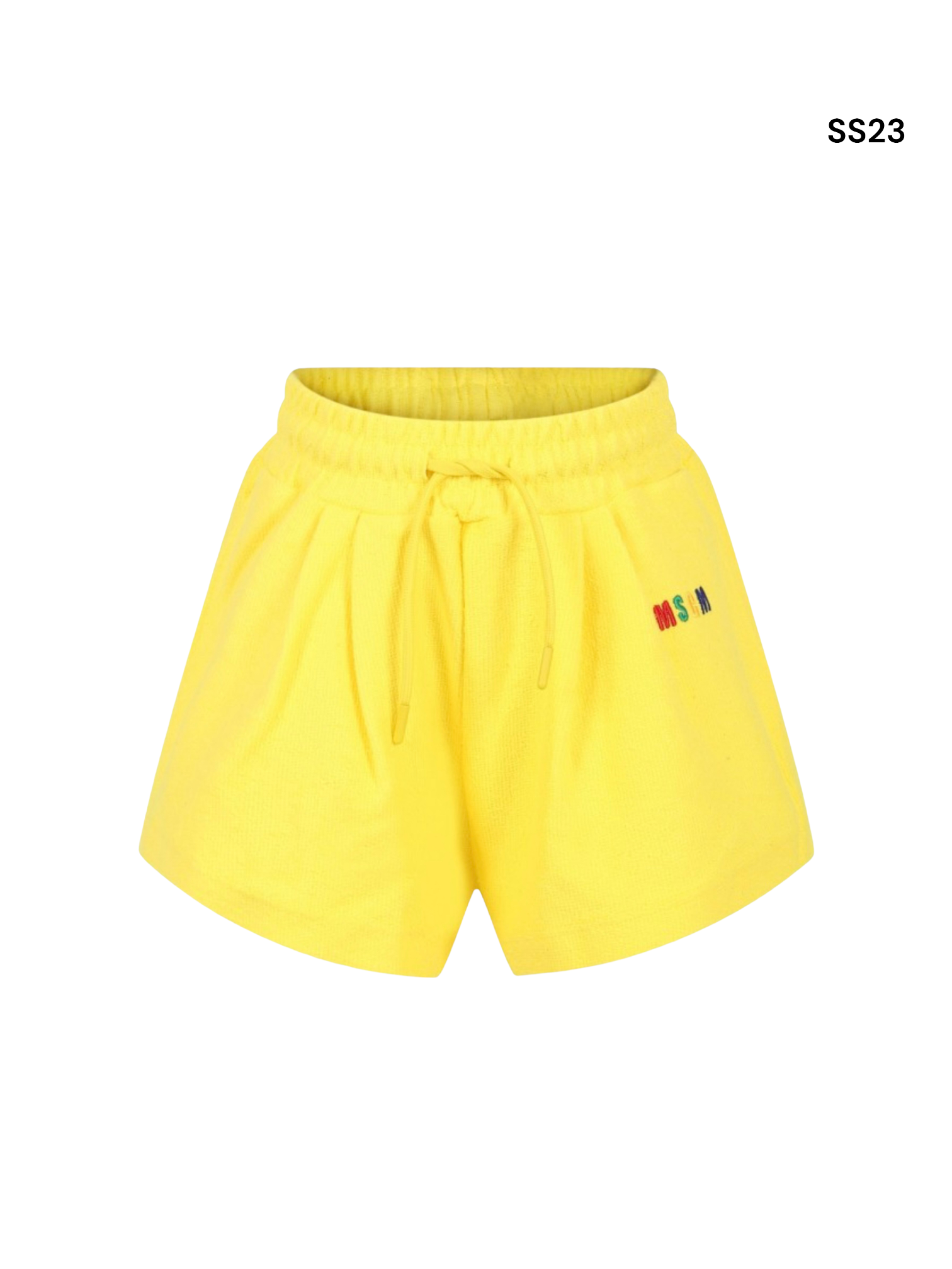 Short in felpa giallo con logo per bambina