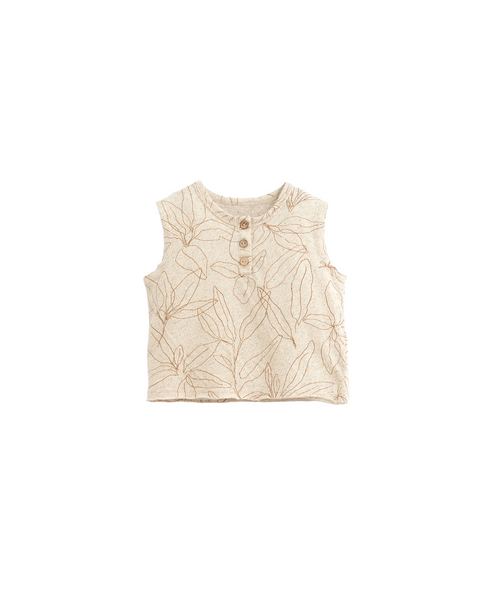 T-shirt beige con stampa foglie all over per neonati