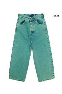 Jeans in denim acquamarina per bambini