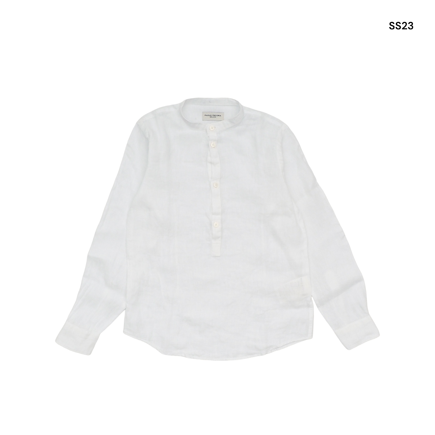 Camicia alla coreana bianca in lino per bambino