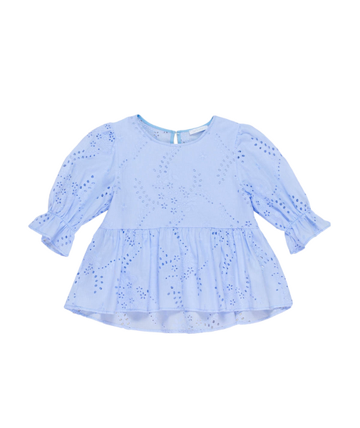 Blusa azzurra con ricami per bambina