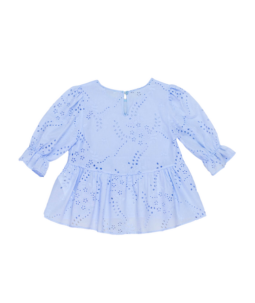 Blusa azzurra con ricami per bambina