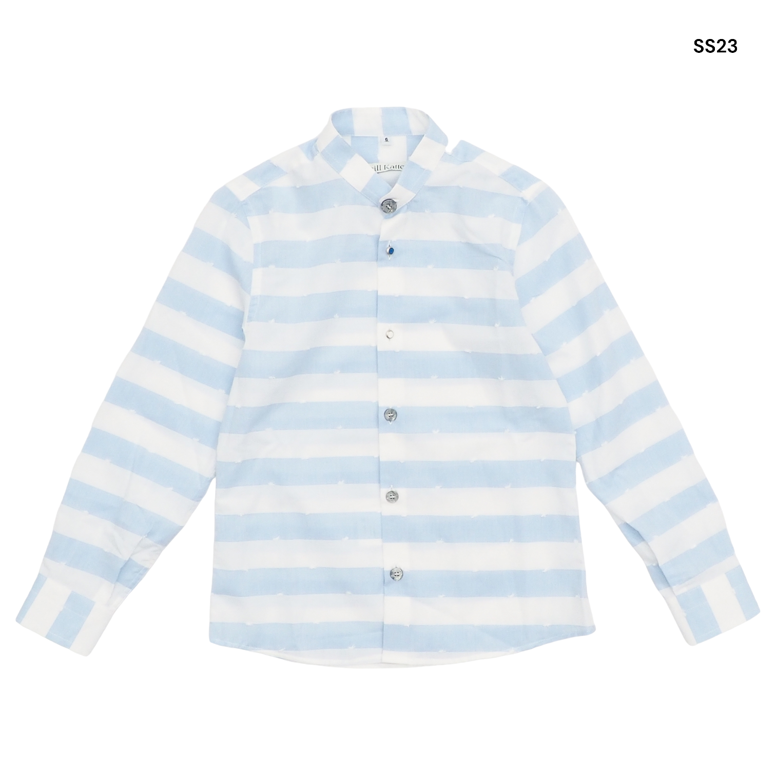 Camicia a righe azzurre con dettagli all over per bambino