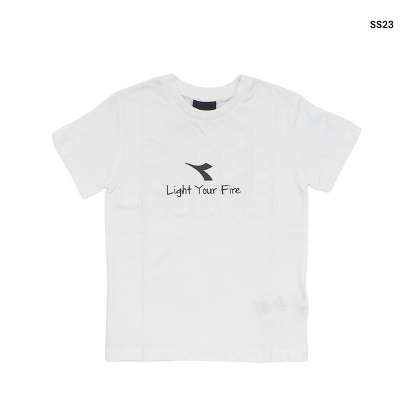 T-shirt bianca con logo per neonato e bambino