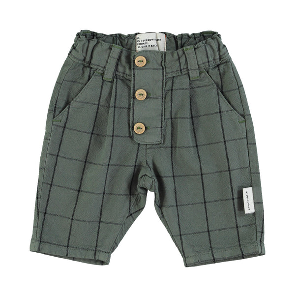 Pantalone verde in check per neonati e bambini